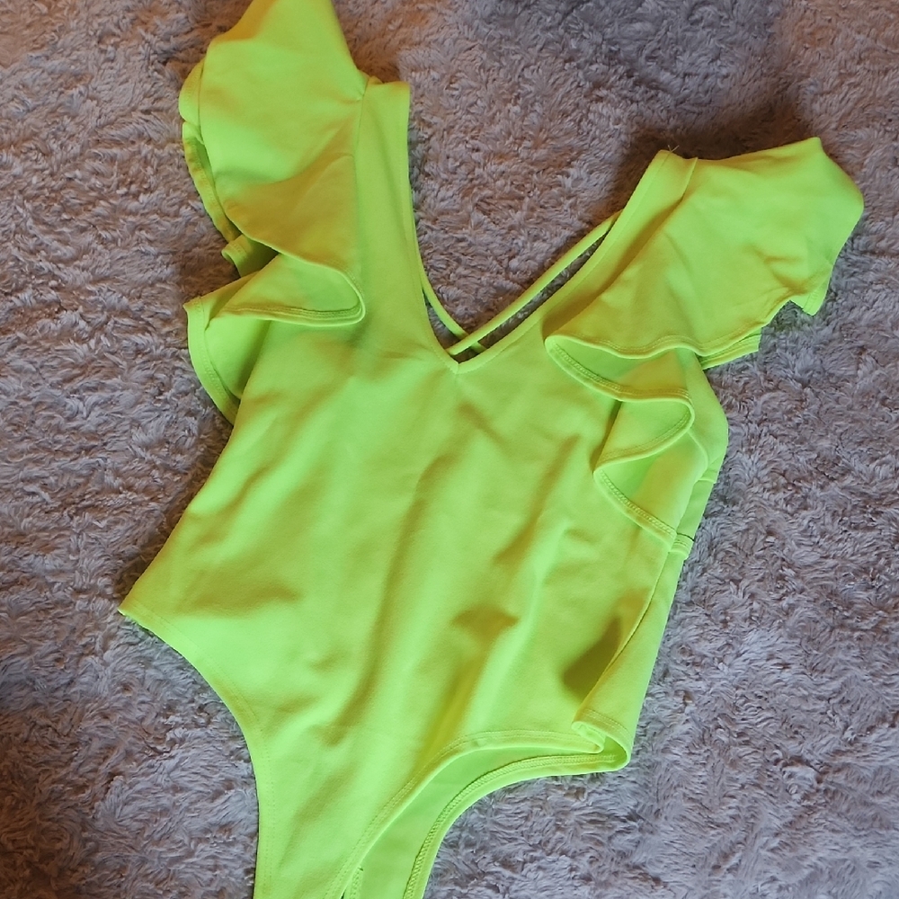 Vibrant Green Kids One Piece Swimsuit